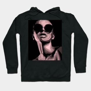 Unknown Stylish Girl in Sunglasses vector portrait Hoodie